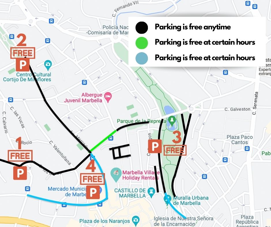 Parking map marbella old town