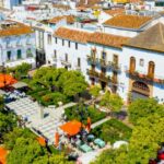 Aerial view of Plaza de los Naranjos in Marbella Old Town Spain