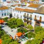 Aerial view of Plaza de los Naranjos in Marbella Old Town Spain