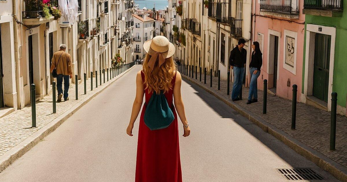 Female solo traveler walking in Marbella Old Town