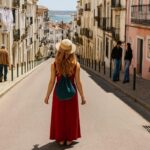 Mujer viajera sola caminando por el Casco Antiguo de Marbella